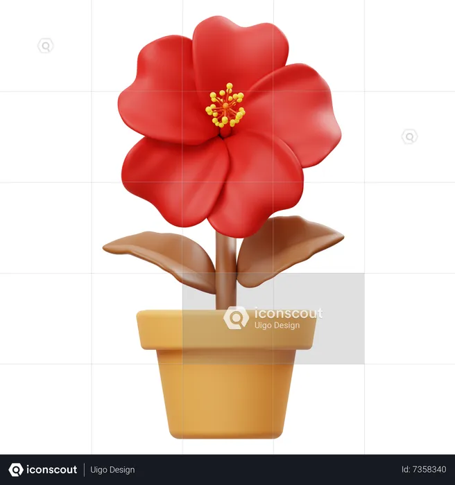 Pot de fleur d'hibiscus  3D Icon