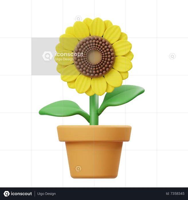 Pot de fleur de tournesol  3D Icon