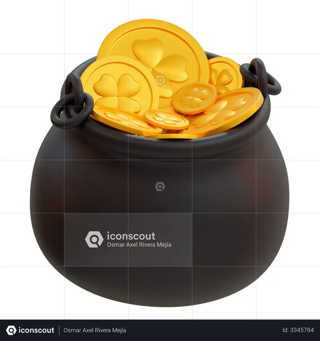 Pot With Coin  3D Illustration