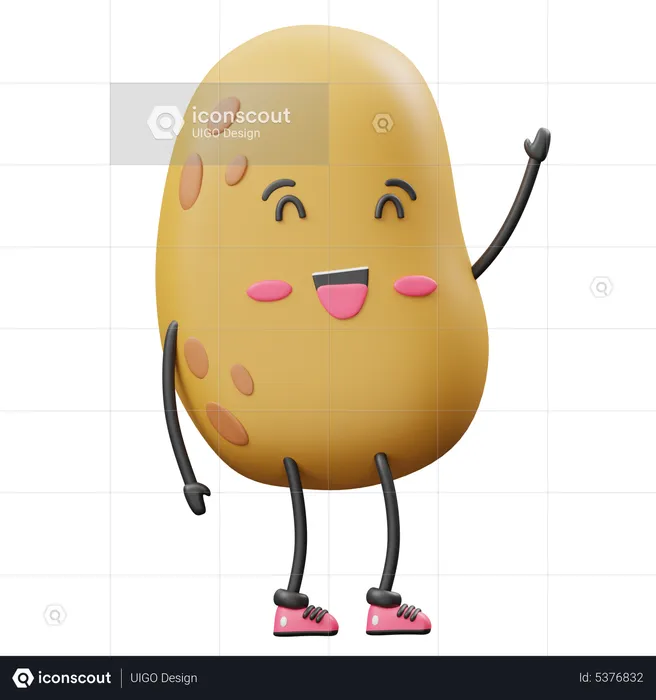 Potato Raise Hand  3D Icon