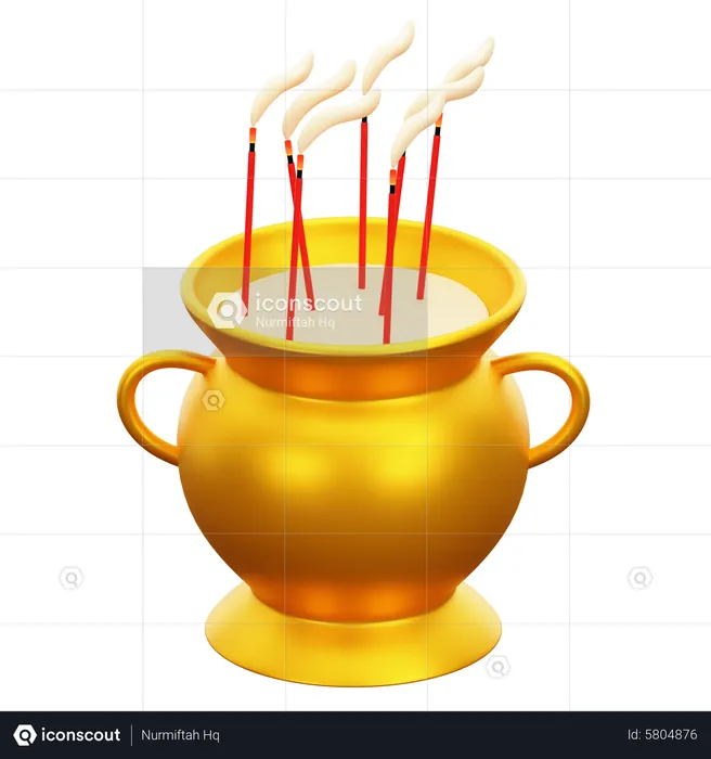 Pote de incenso de ouro  3D Icon