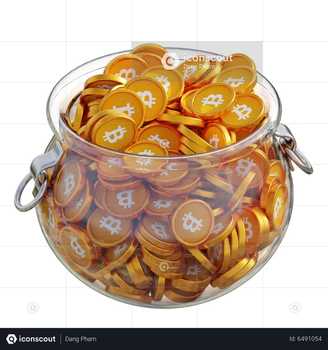 Pote de vidro transparente btc  3D Icon