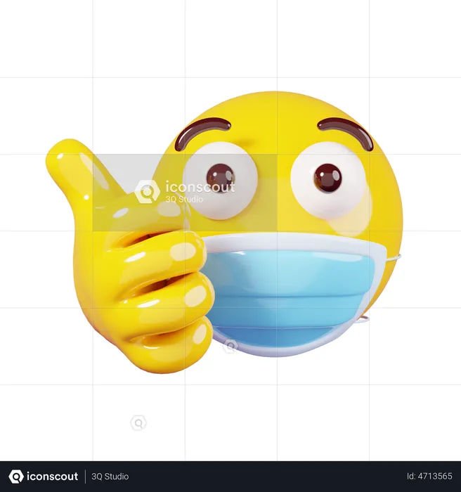Pouce levé dans un masque emoji Emoji 3D Emoji