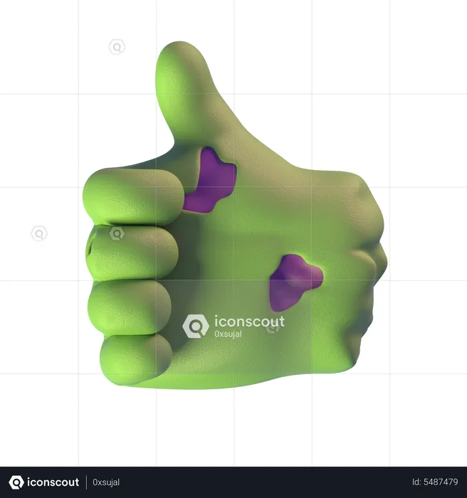 Pouce levé, main zombie  3D Icon