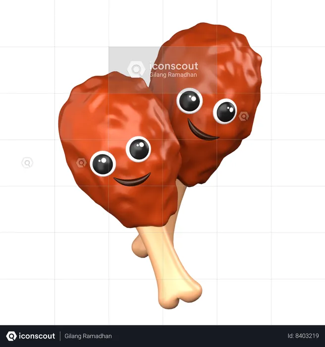 Sourire au poulet frit Emoji 3D Icon