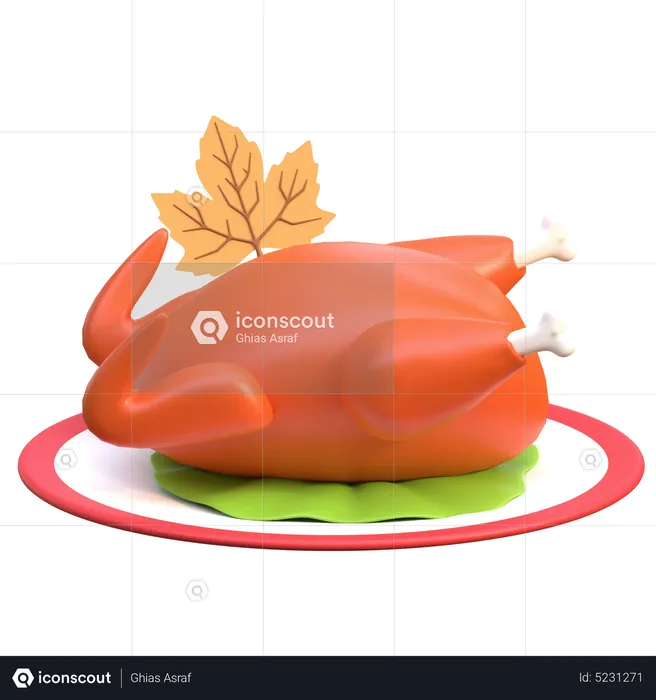 Poulet grillé  3D Icon