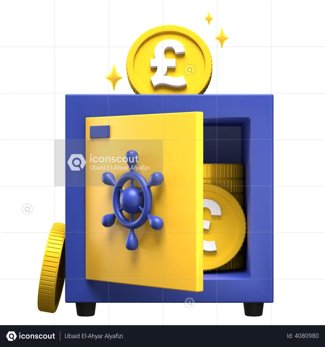 Pound Bank Locker  3D Illustration