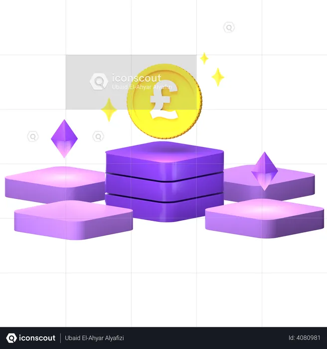 Pound Blockchain Technology  3D Illustration