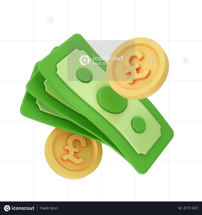 Pound Cash  3D Illustration