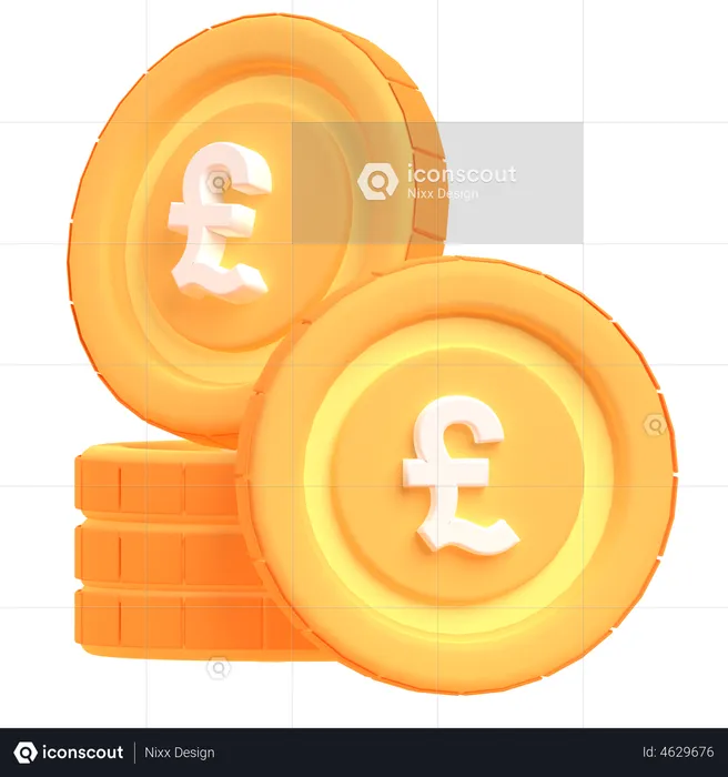 Pound Coin  3D Illustration