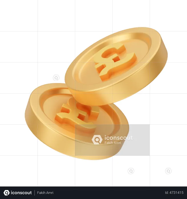 Pound Coins  3D Illustration