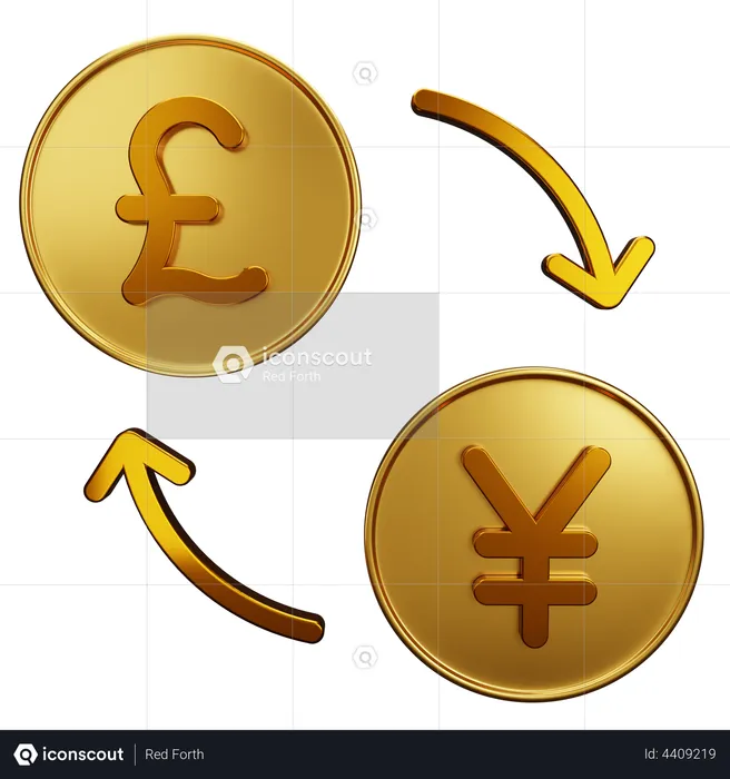 Pound Exchange Yen  3D Illustration
