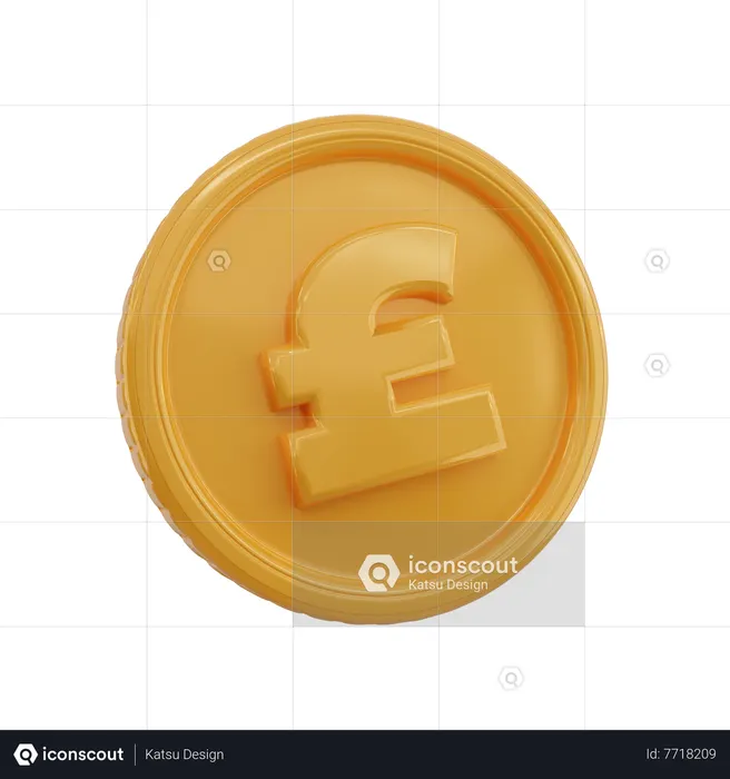 Pound Symbol Coin  3D Icon