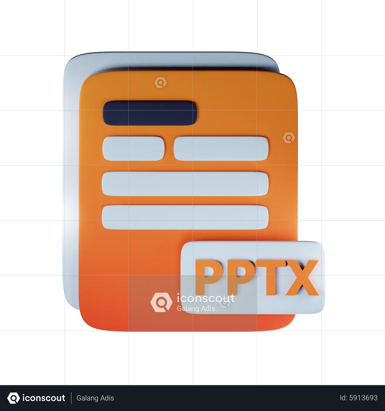 Pptx File Extension 3D Icon - Free Download Files & Folders 3D Icons ...