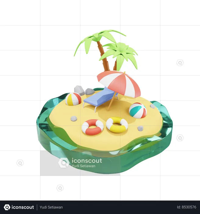 Praia  3D Icon