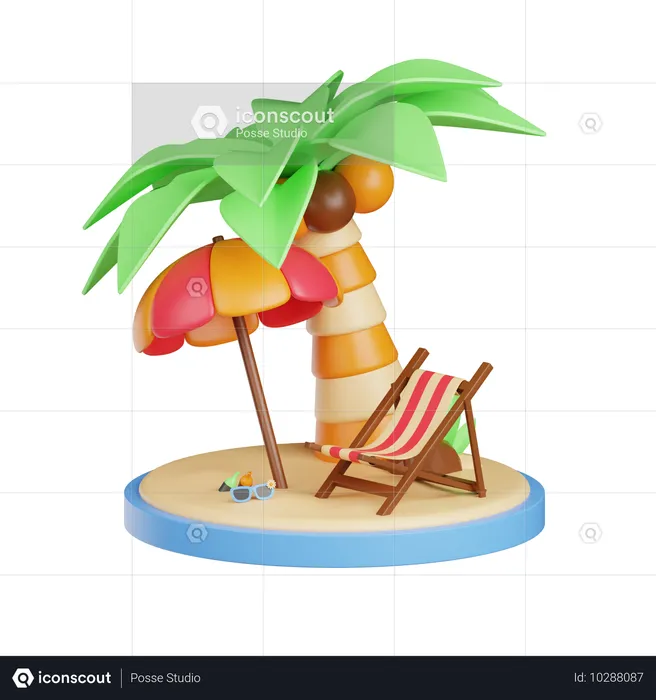 Praia  3D Icon