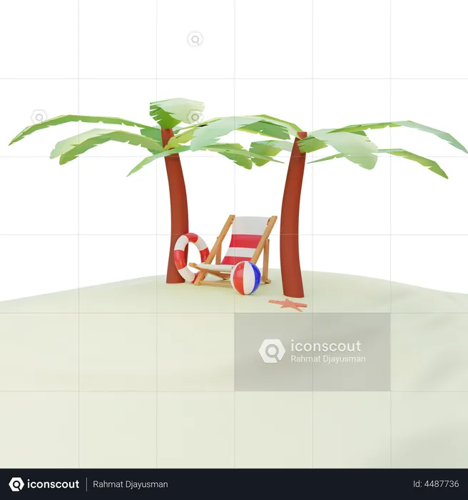 Praia  3D Illustration