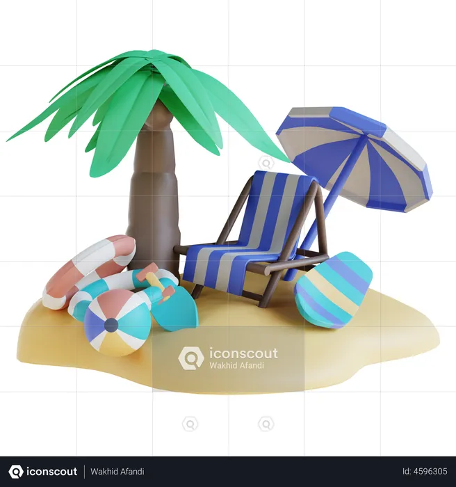 Praia  3D Illustration