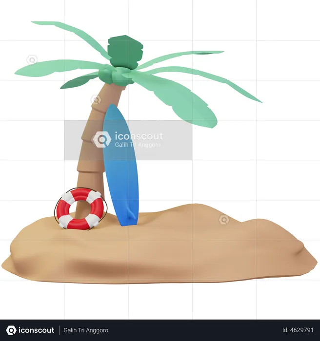 Praia  3D Illustration