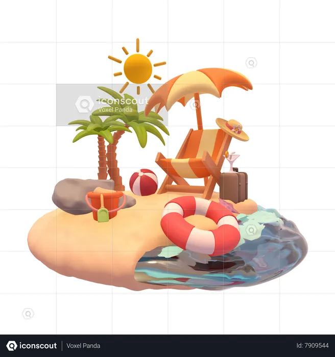 Praia  3D Icon