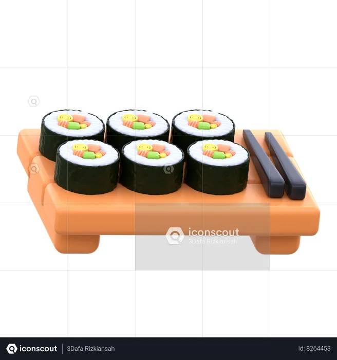 Prato de sushi maki  3D Icon