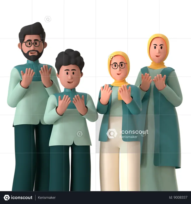 Pray together  3D Illustration
