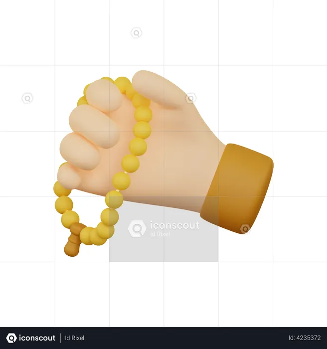 Pray With Beads  3D Illustration