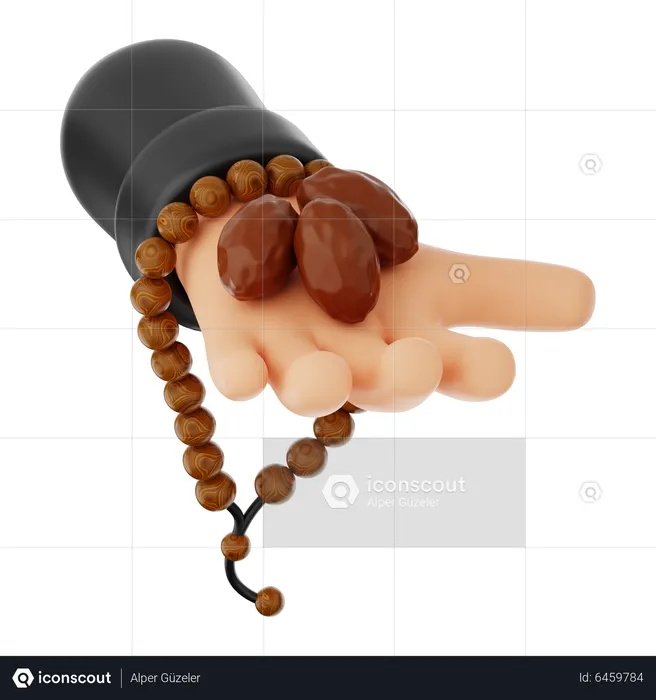 Prayer Beads And Dates  3D Icon