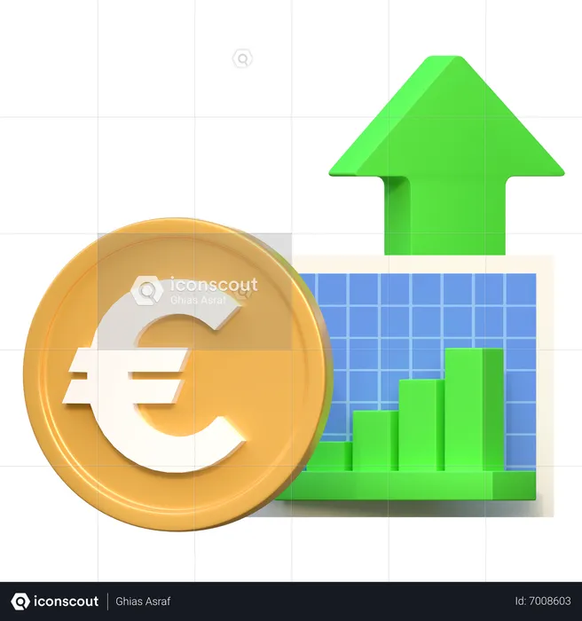 Sube el precio de inversión en euros  3D Icon