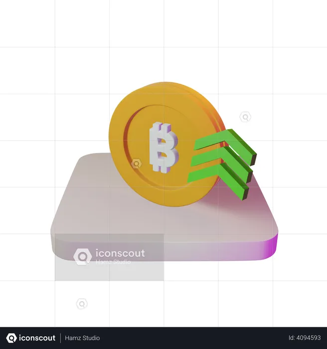 Preço do bitcoin subiu  3D Illustration