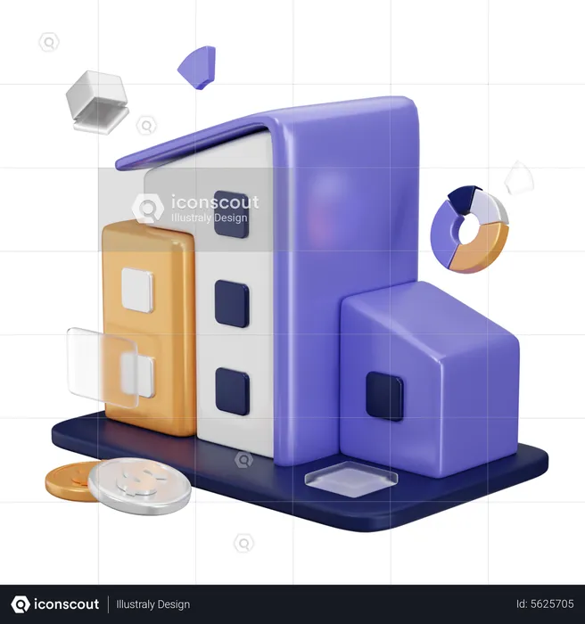 Prédio comercial  3D Icon