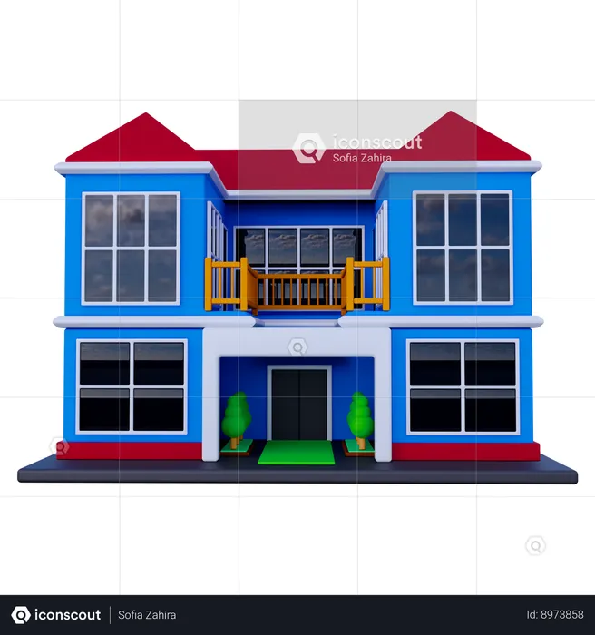 Edifício escolar  3D Icon