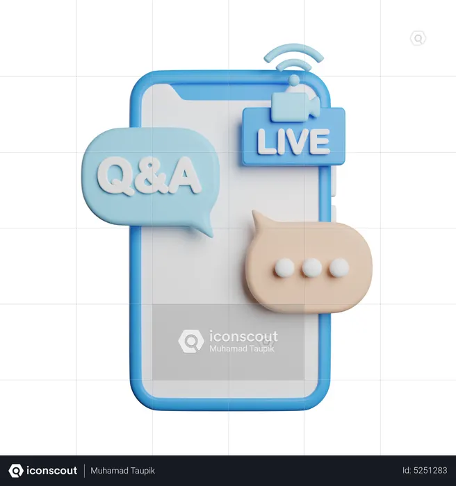 Pregunta respuesta transmisión en vivo  3D Icon