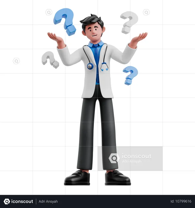 El doctor hizo preguntas  3D Illustration