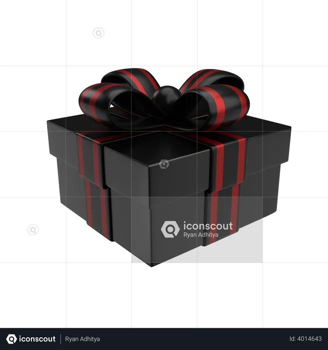 Premium Black And Red Ribbon Gift Box  3D Illustration