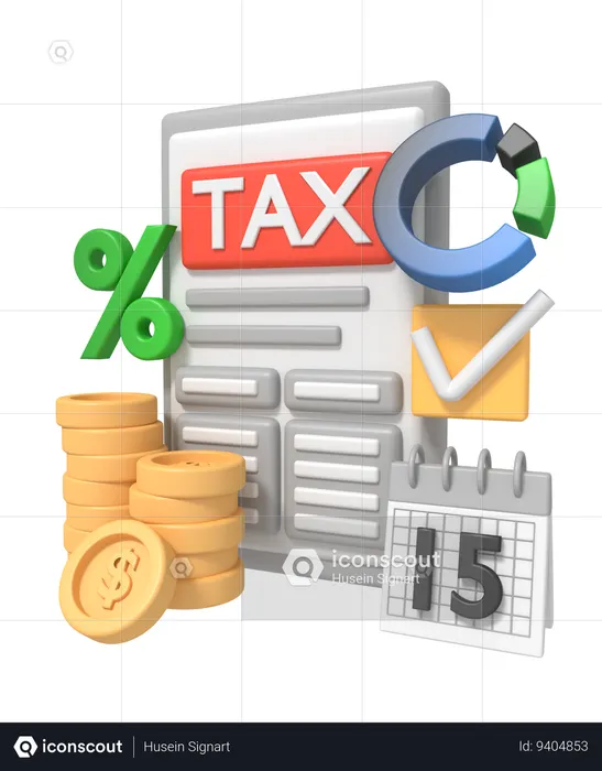Preparación del documento para el cálculo de impuestos.  3D Icon