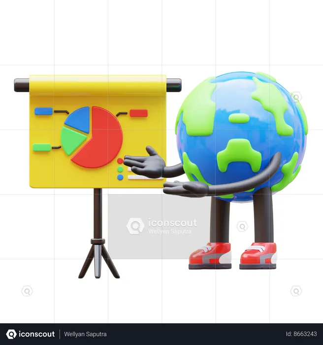 Presentación del personaje de la Tierra dando  3D Illustration