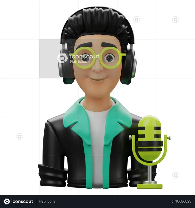 Presentador de podcast masculino  3D Icon