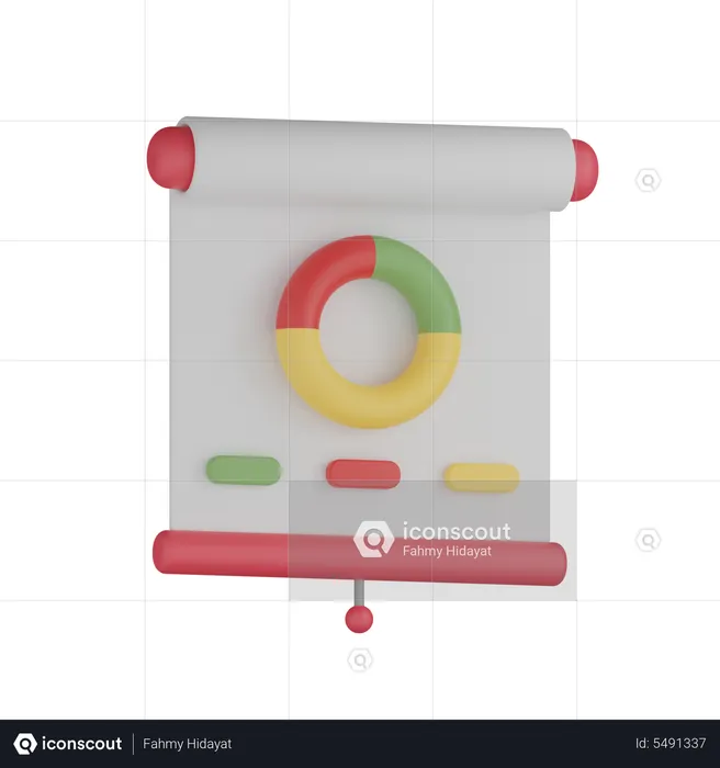 Presentation With Donut Chart  3D Icon