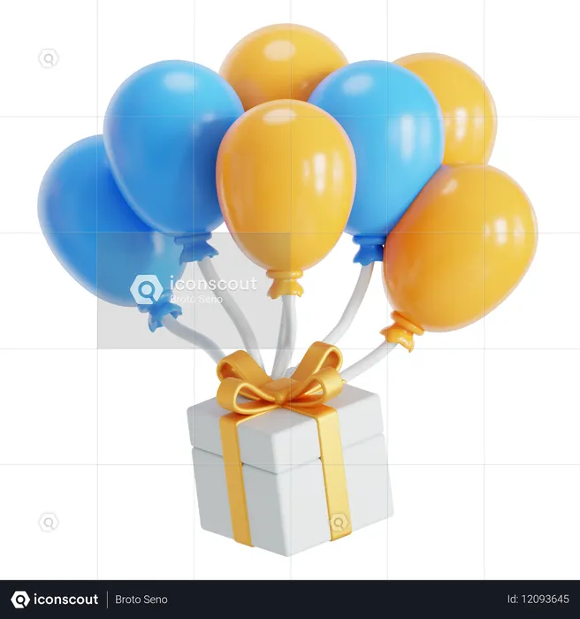 Presente de aniversário e balão  3D Icon