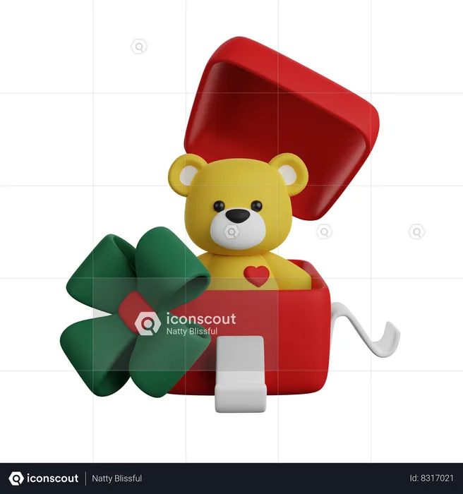 Presente de urso de natal  3D Icon