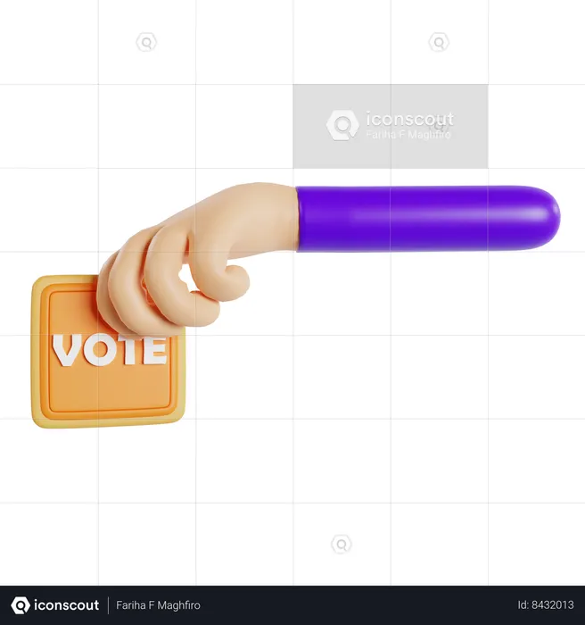 Mão pressionando o botão de votação  3D Icon