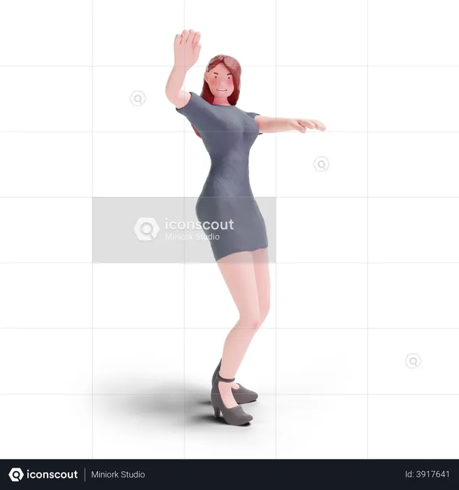 Pretty girl giving dancing pose  3D Illustration