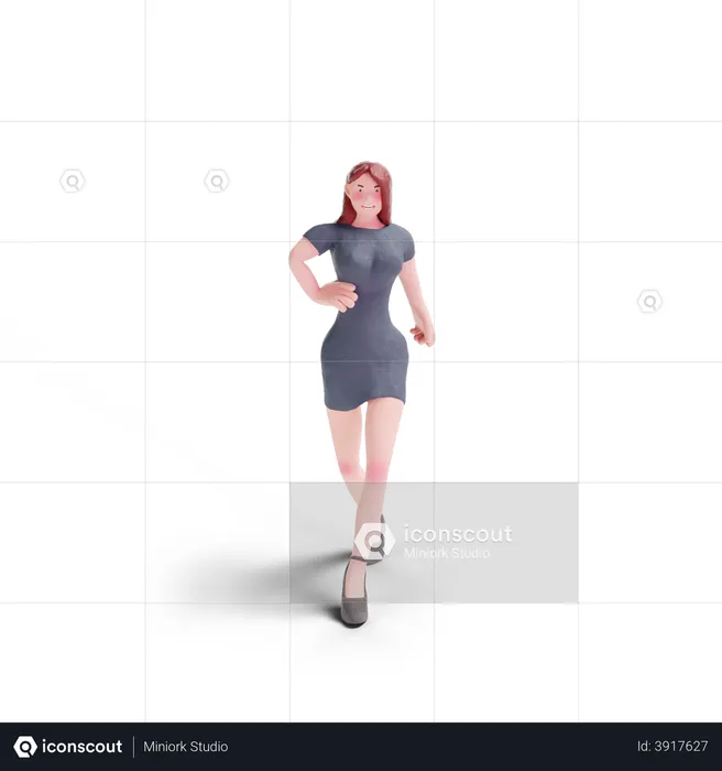 Pretty woman giving walking pose  3D Illustration
