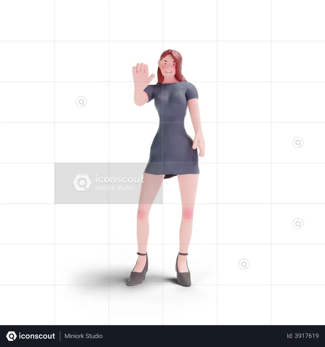 Pretty woman saying hello  3D Illustration