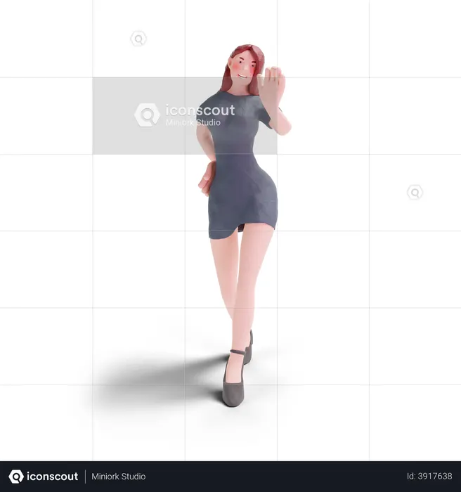 Pretty woman saying hello  3D Illustration