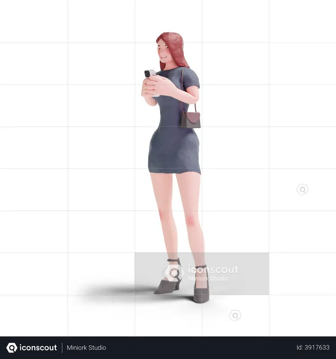 Pretty woman using phone  3D Illustration