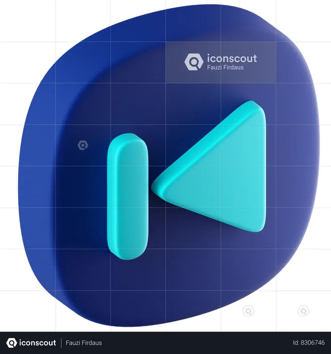 Previous Track Button  3D Icon