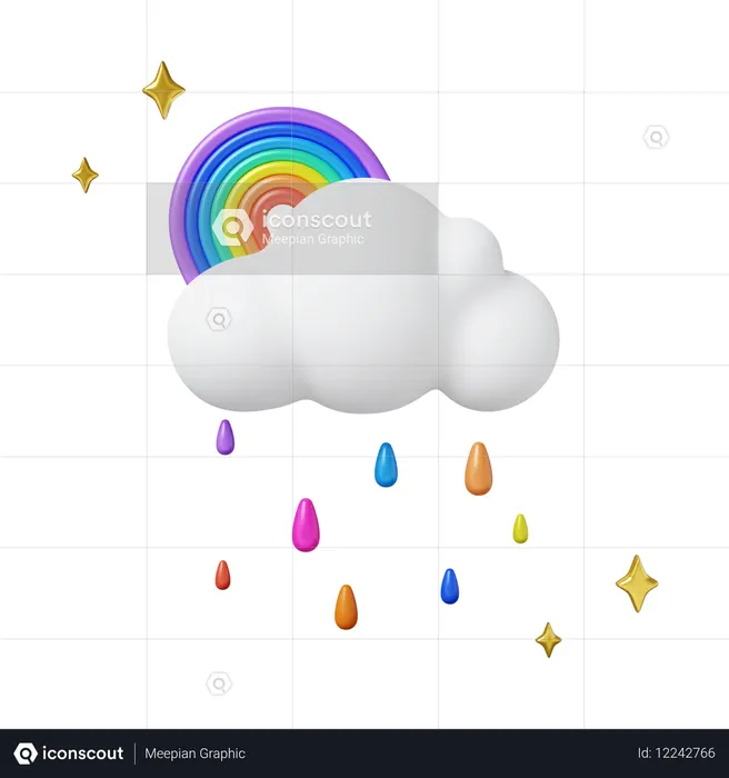 Pride Symbolism With Cheerful Rainbow Cloud  3D Icon