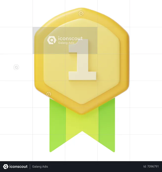 Medalha de ouro do primeiro lugar  3D Icon